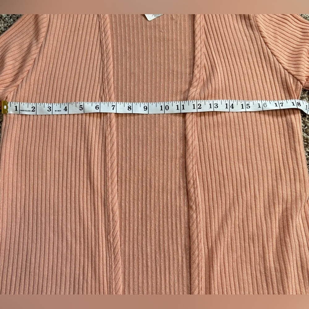 NWT Ribbed Blush Peach Cardigan & Cropped Tank Top Matching Two Piece Set Size M - Picture 9 of 11
